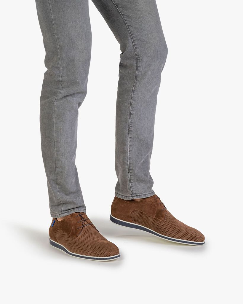 Veterschoen cognac su&egrave;de