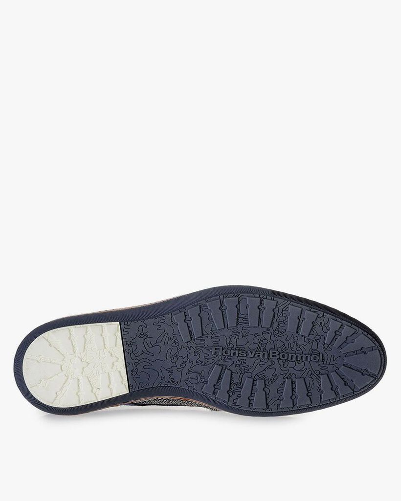 Donkerblauwe veterschoen met grijze print