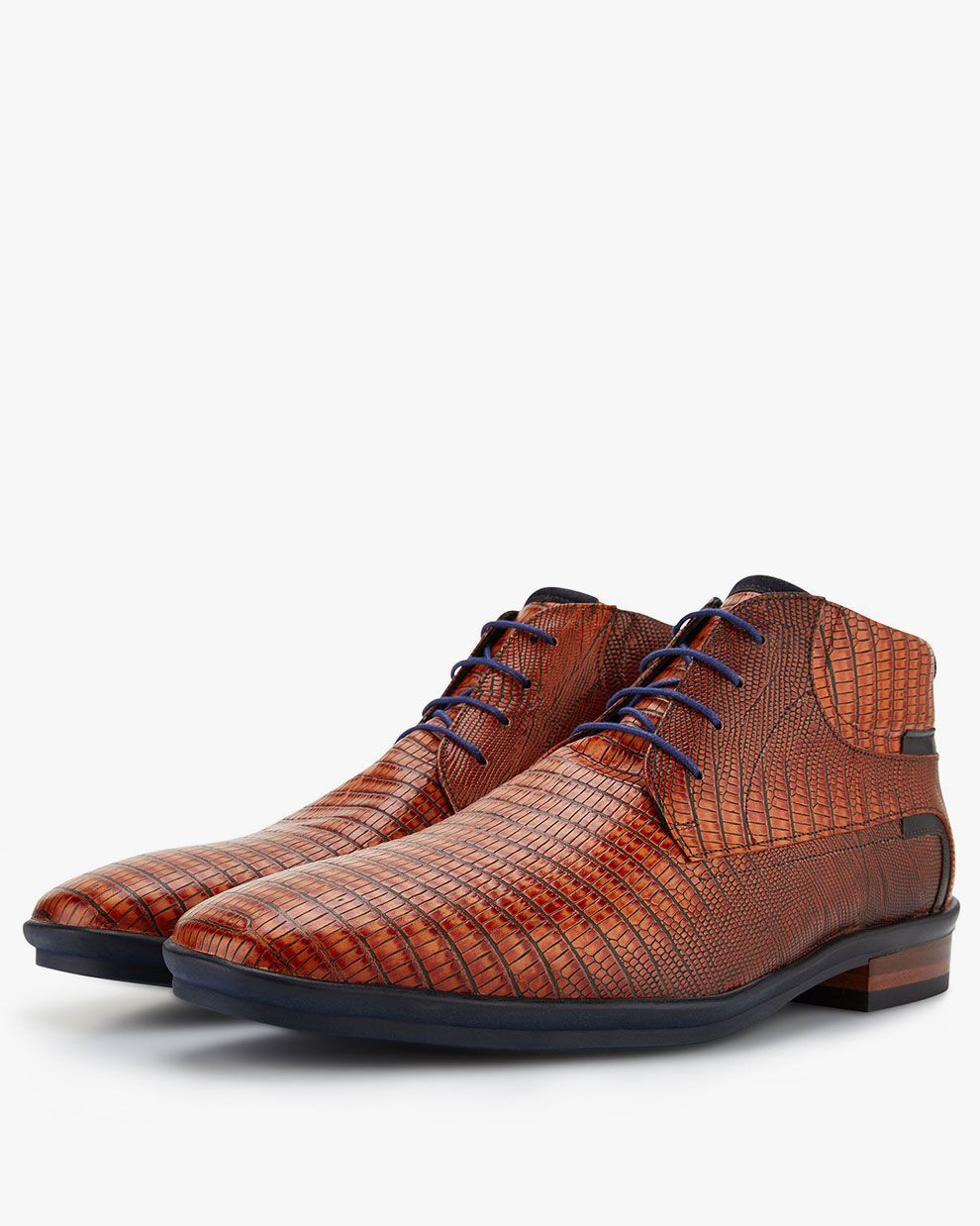 Cognac lizardprint veterboot SFM-50059-23-01 | Floris van Bommel®