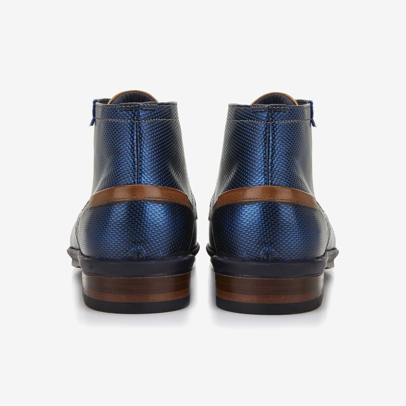 Floris van Bommel diamond blue leather men's lace-up boot