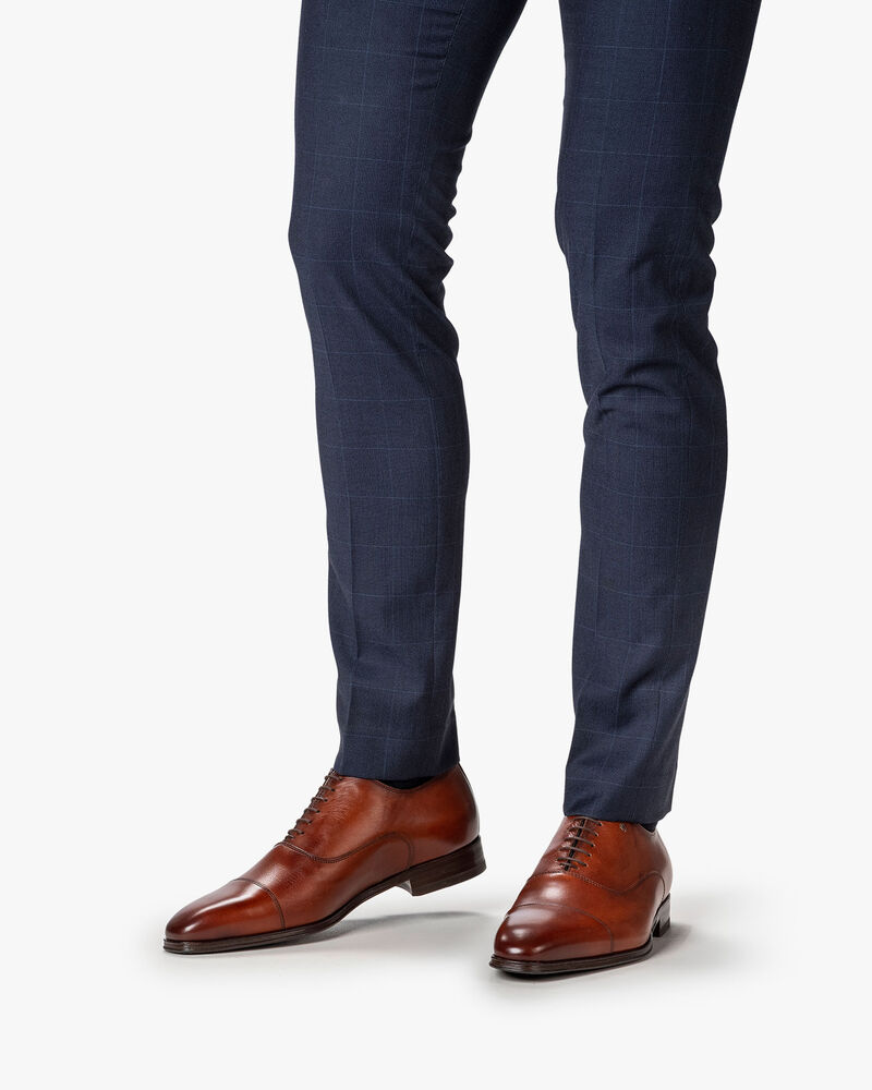 Veterschoen kalfsleer donker cognac