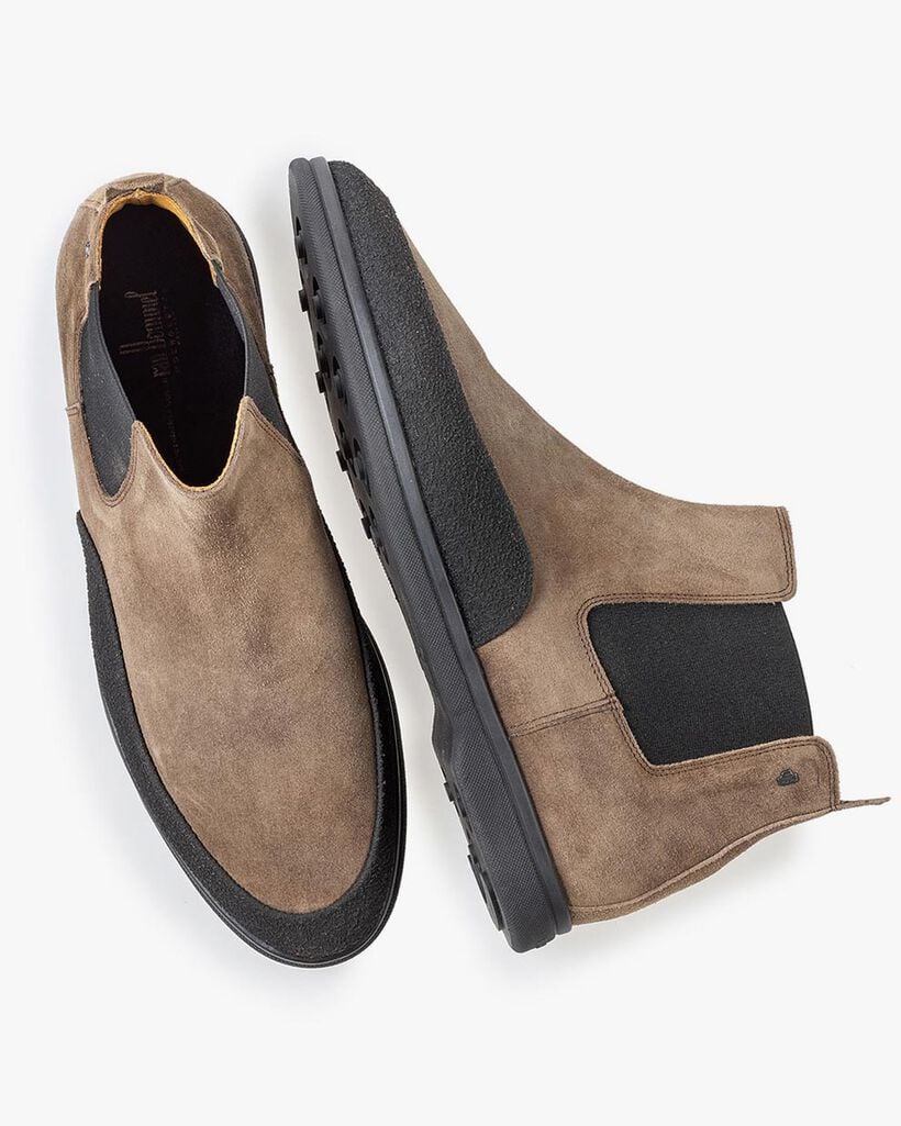 Su&egrave;de chelsea boot taupe