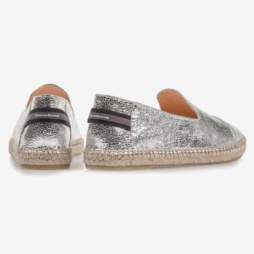 Silver leather espadrilles with metallic print