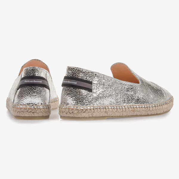 Silver leather espadrilles with metallic print