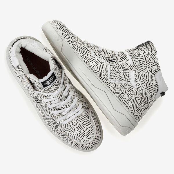 Sneaker geprint leer zwart/wit