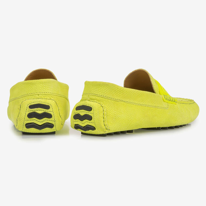 Premium leren mocassin fluor geel