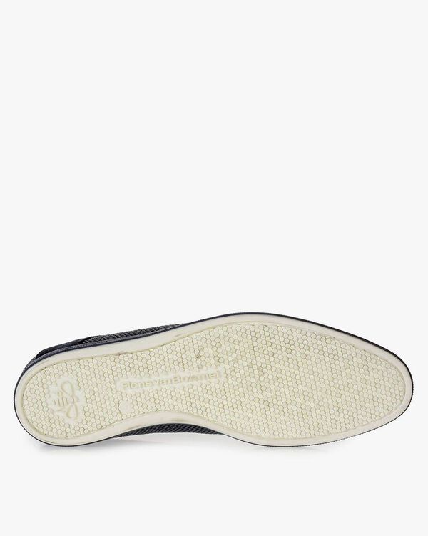 Blauwe su&egrave;de veterschoen met print