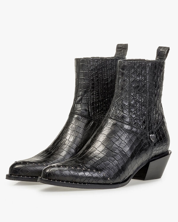 Chelsea boot reptielenprint zwart