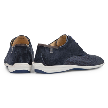 Veterschoen geprint nubuck blauw
