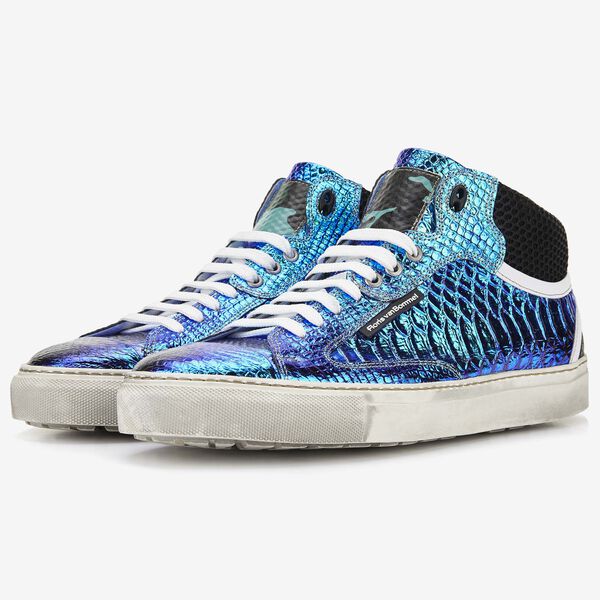 Floris van Bommel blue metallic heren sneaker