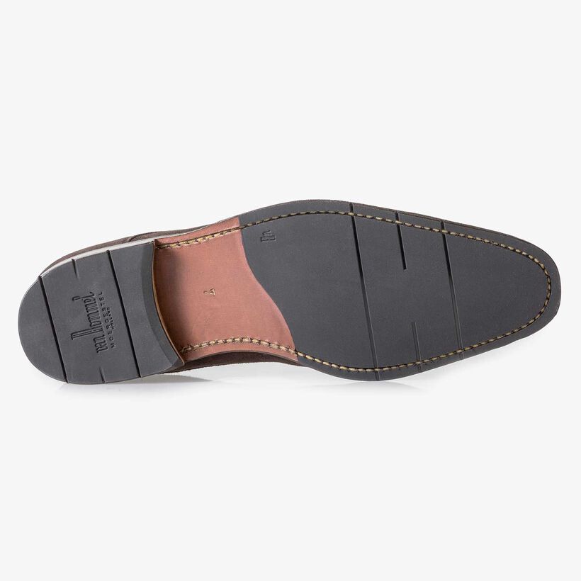 Dark brown waxed suede leather lace shoe