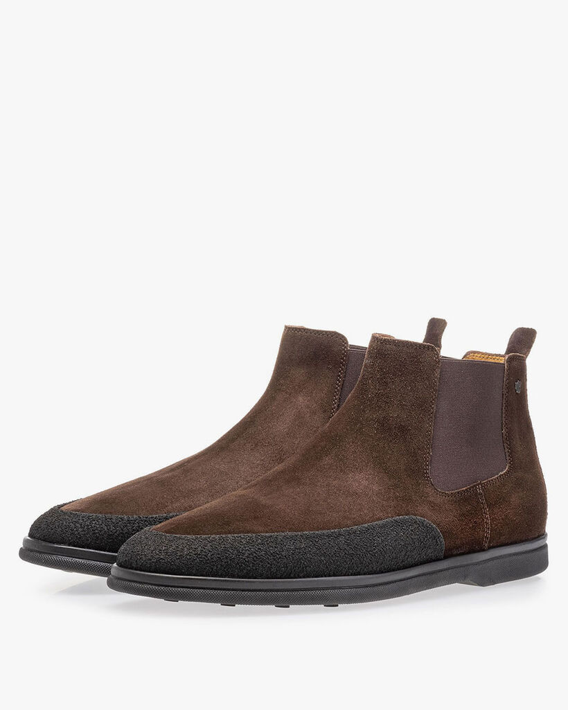 Su&egrave;de chelsea boot donkerbruin