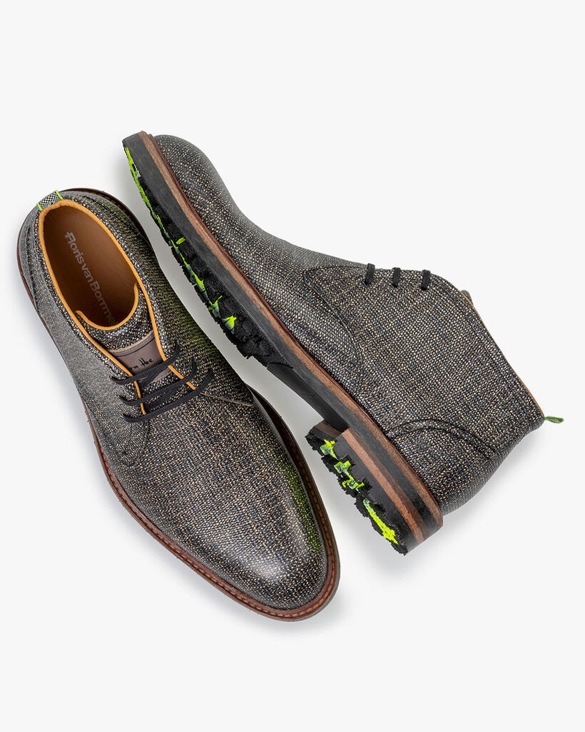 Veterboot geprint leer taupe