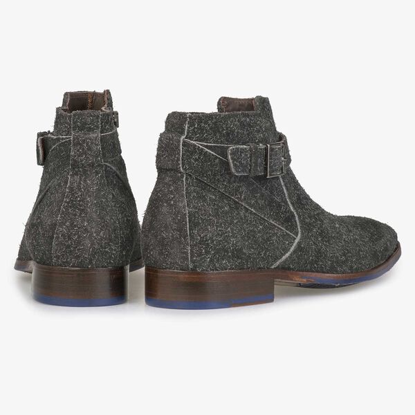 Grey rough suede leather ankle boot