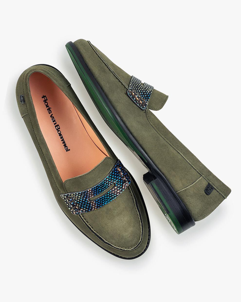 Green suede leather loafer Floris van Bommel Official