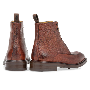 Boot cognac leather with print