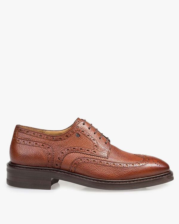 Leren brogue veterschoen cognac