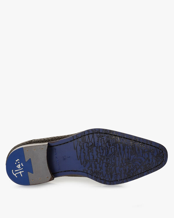 Lace shoe printed leather dark green