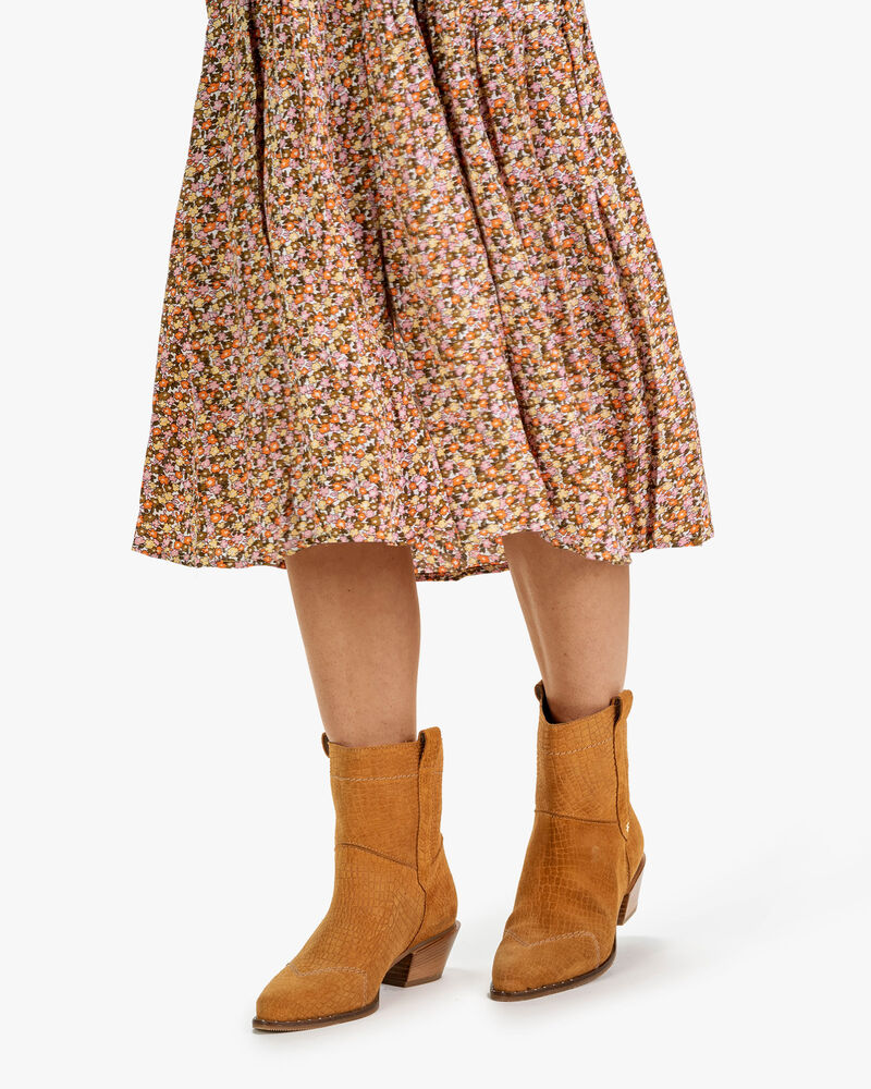 Boot geprint su&egrave;de cognac