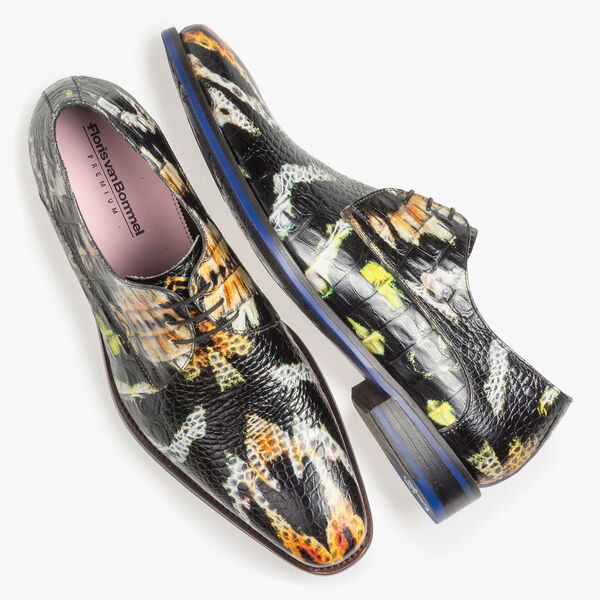 Premium orange and yellow leather lace shoe