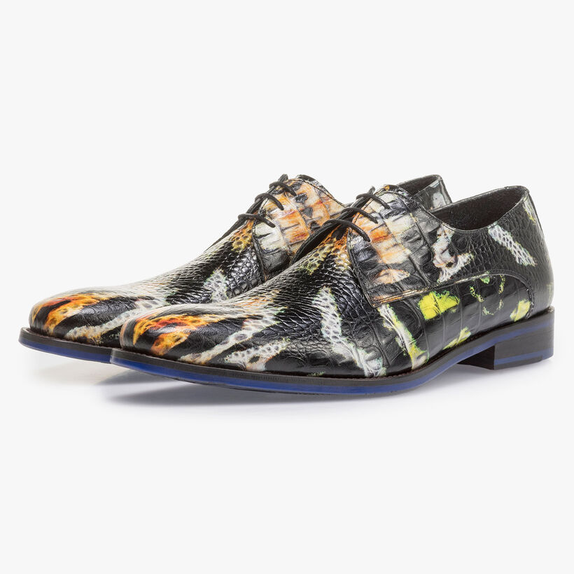 Premium orange and yellow leather lace shoe