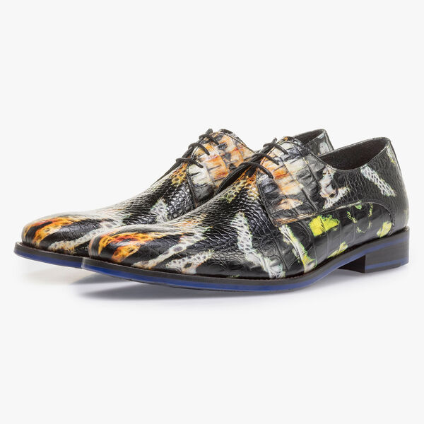 Premium orange and yellow leather lace shoe