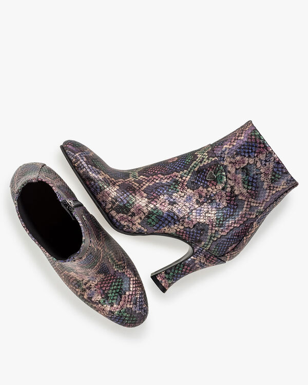 Ankle boot metallic print pink