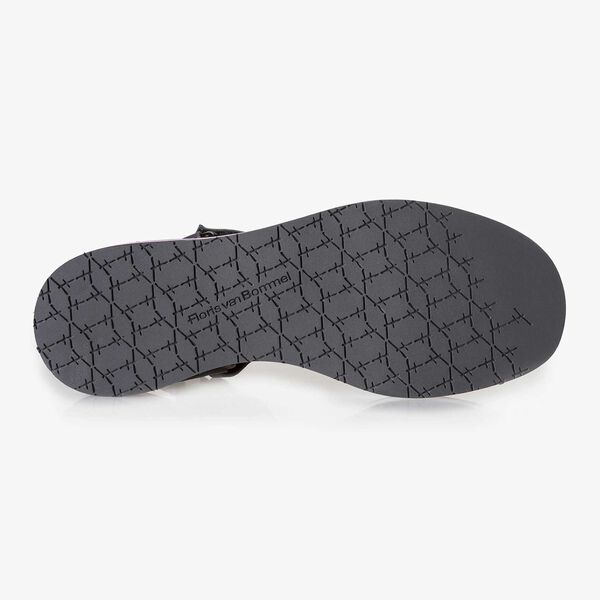Flat black leather sandal