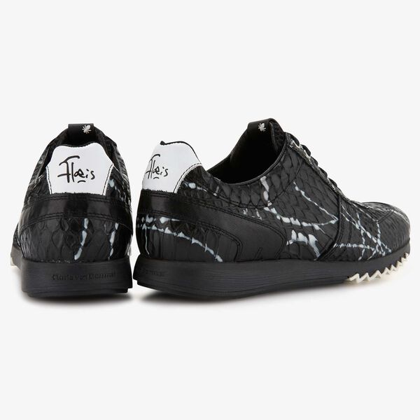 Floris van Bommel black-white leather sneaker in snake print 