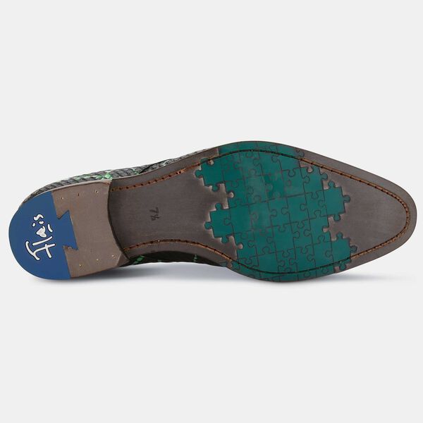 Floris van Bommel men’s lace shoe with black-green snake print