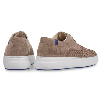 Taupe-coloured lace shoe with braided suede leather