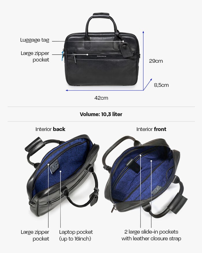 Office sleeve leer zwart