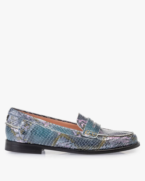 Loafer geprint leer blauw