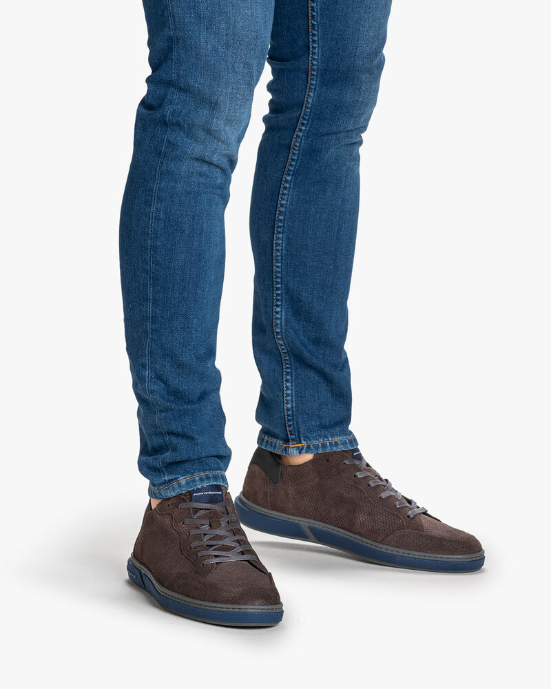 Sneaker leer donkerbruin