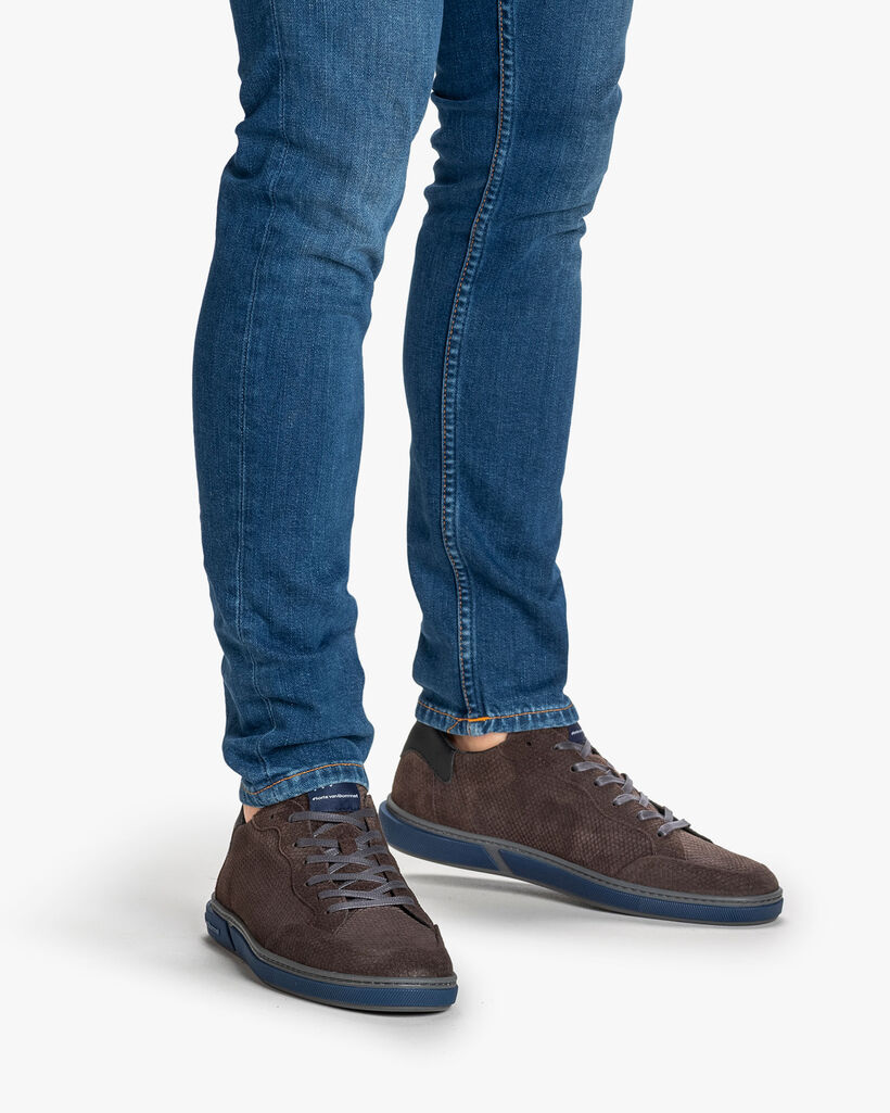 Sneaker leer donkerbruin