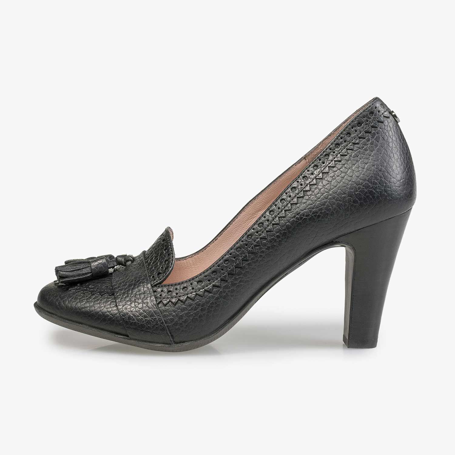 Calf leather high heels with tassels black 85500 02 Floris van