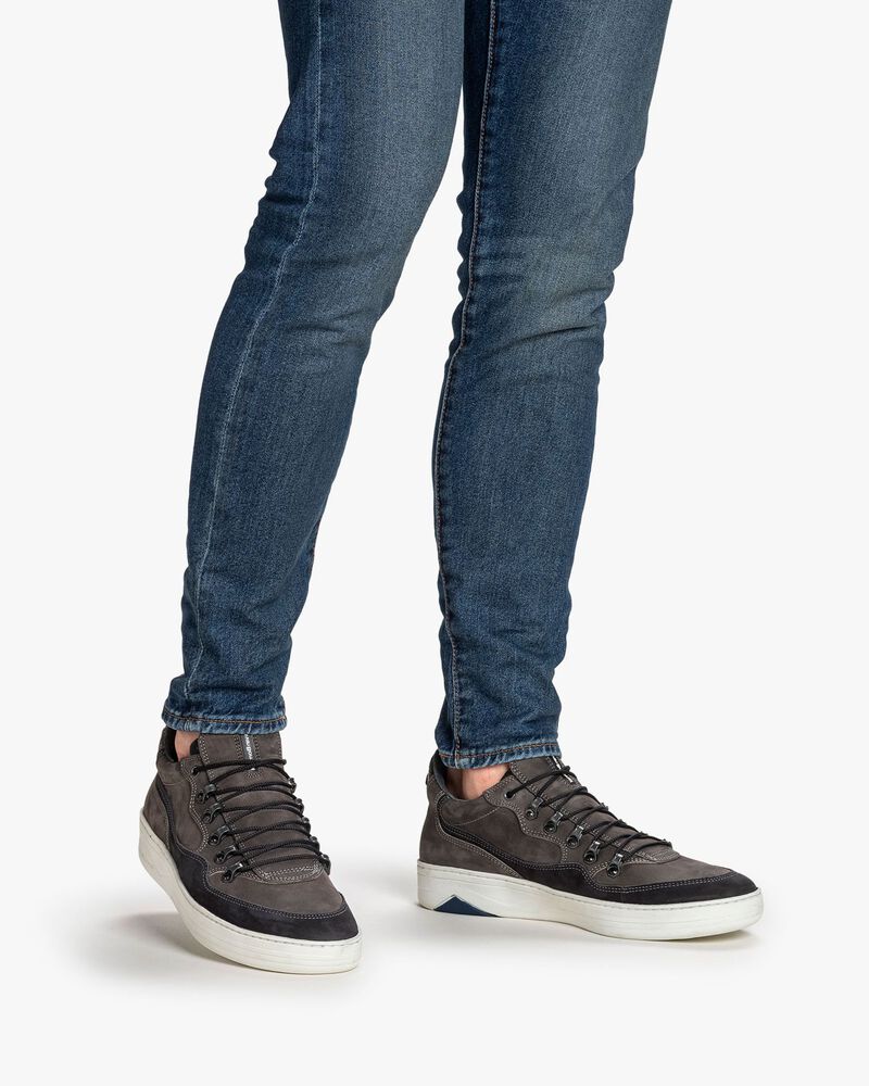 Sneaker nubuckleer donkergrijs