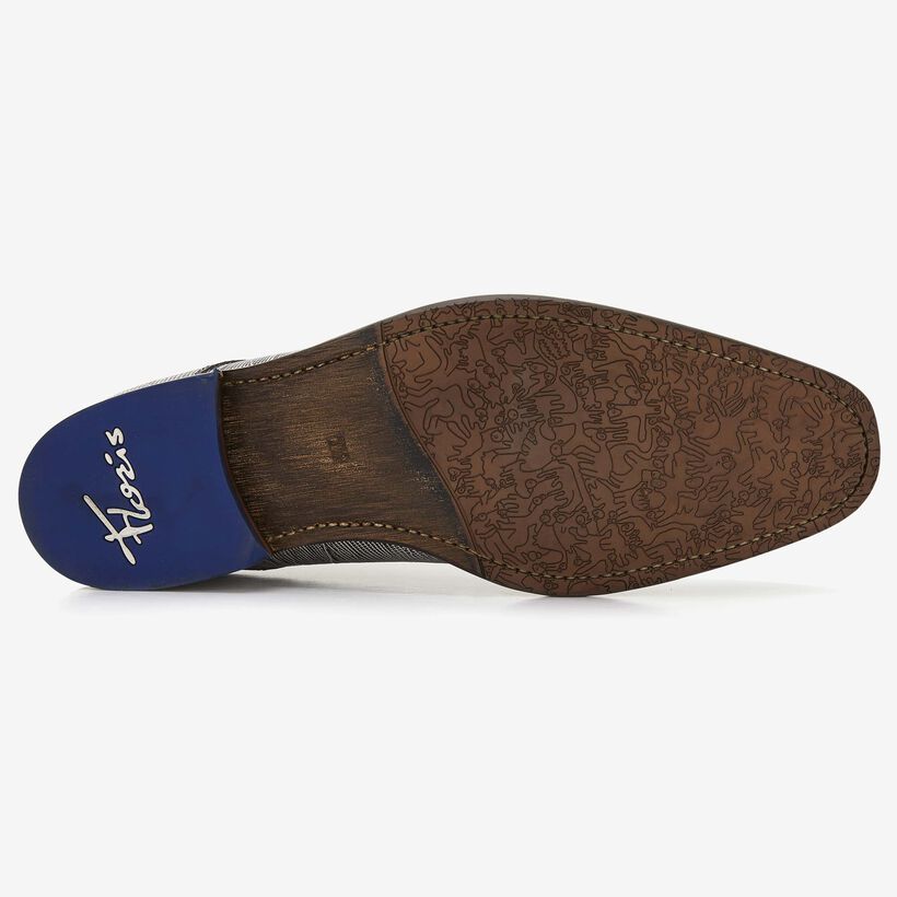 Floris van Bommel black lizard print men's lace-up shoe
