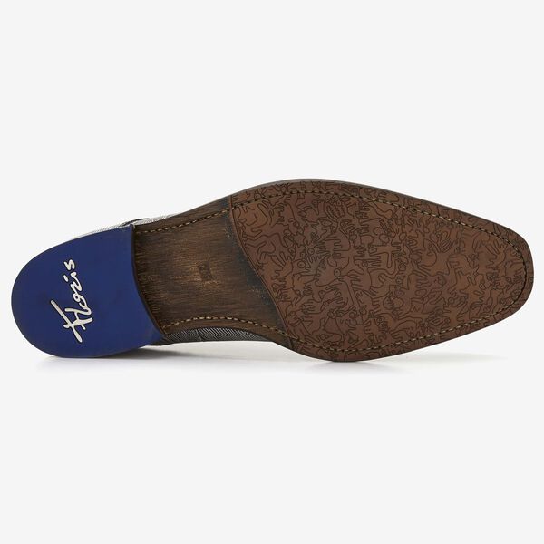 Floris van Bommel black lizard print men's lace-up shoe