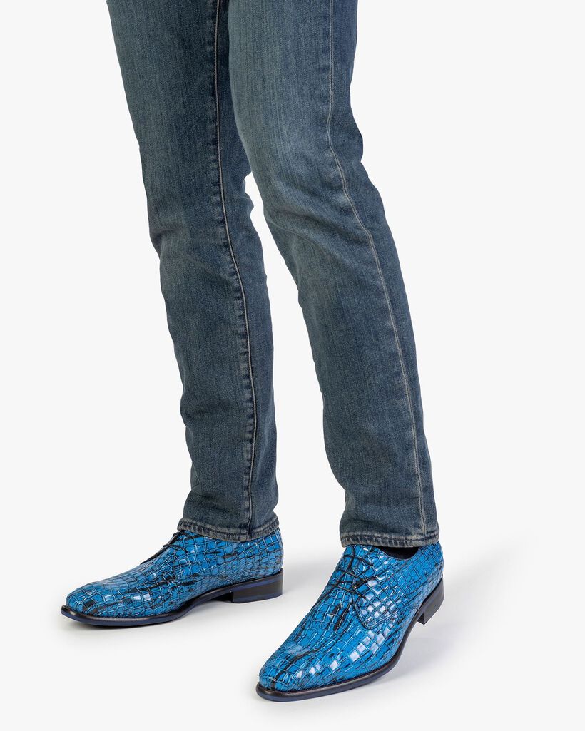 Veterschoen lakleer blauw