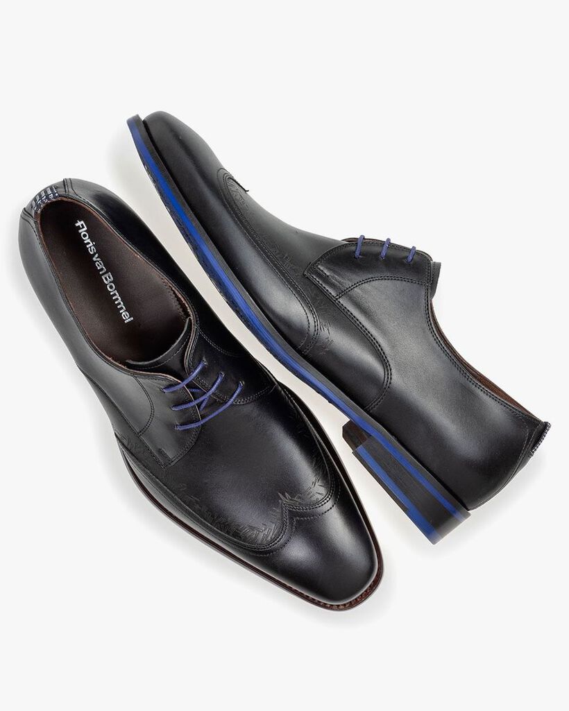 Veterschoen zwart kalfsleer