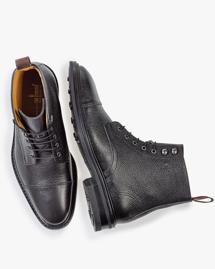 Boot leer met print zwart