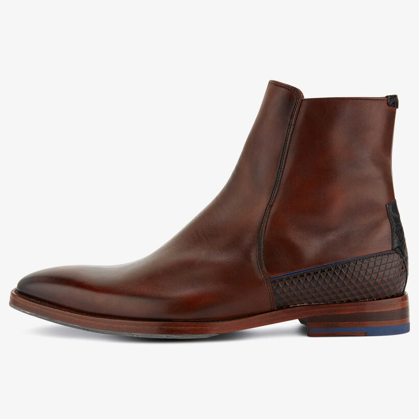 Floris van Bommel cognac leather men’s Chelsea boot 