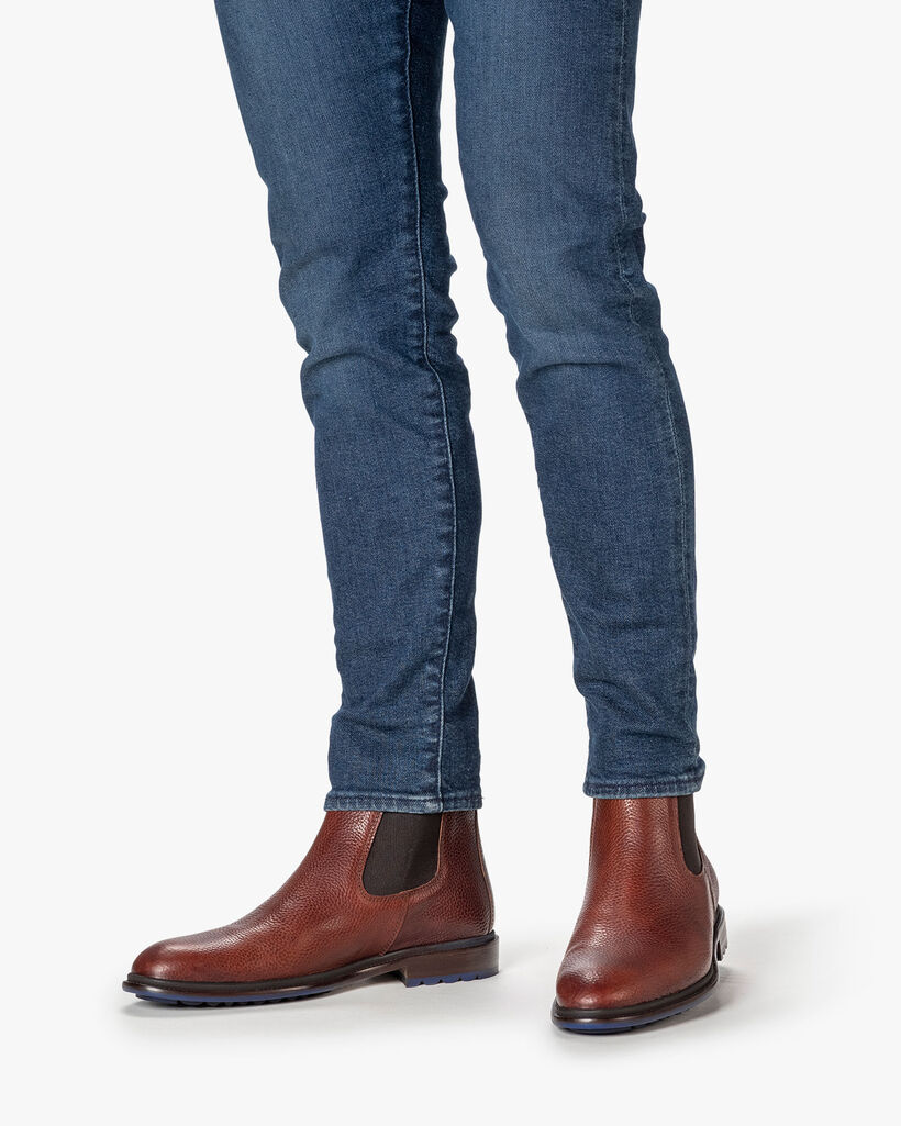 Chelsea boot geprint leer cognac