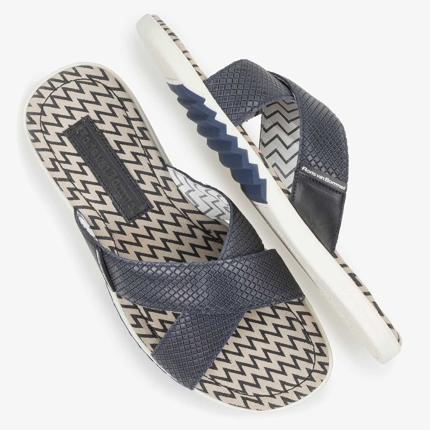 Blue calf leather slipper 20200 00 Floris van Bommel