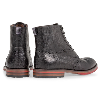 Leren brogue veterboot zwart