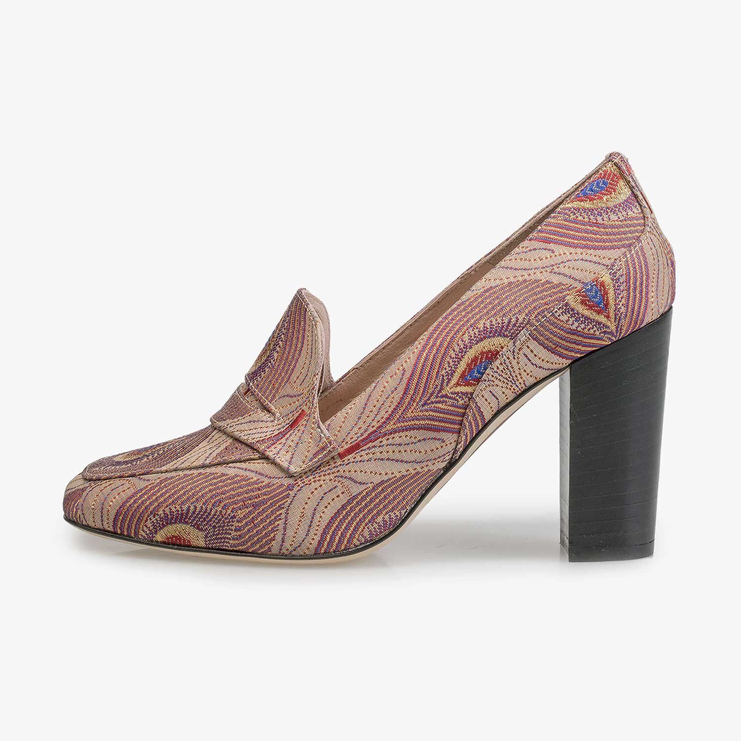 High heels with peacock print dark red 85505 06 Floris van Bommel
