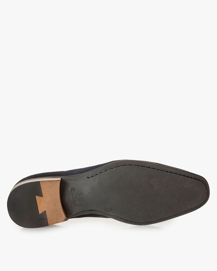 Dark blue suede leather lace shoe