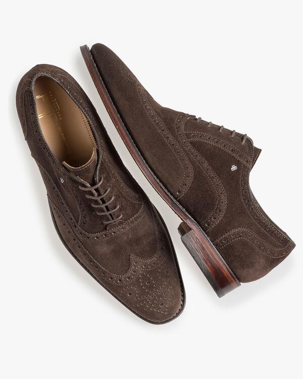 Dark brown suede leather brogue