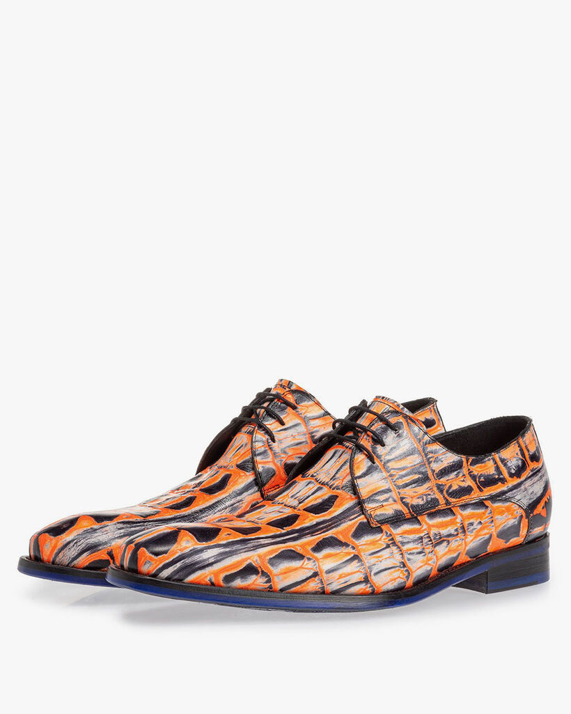 Lace shoe orange croco print